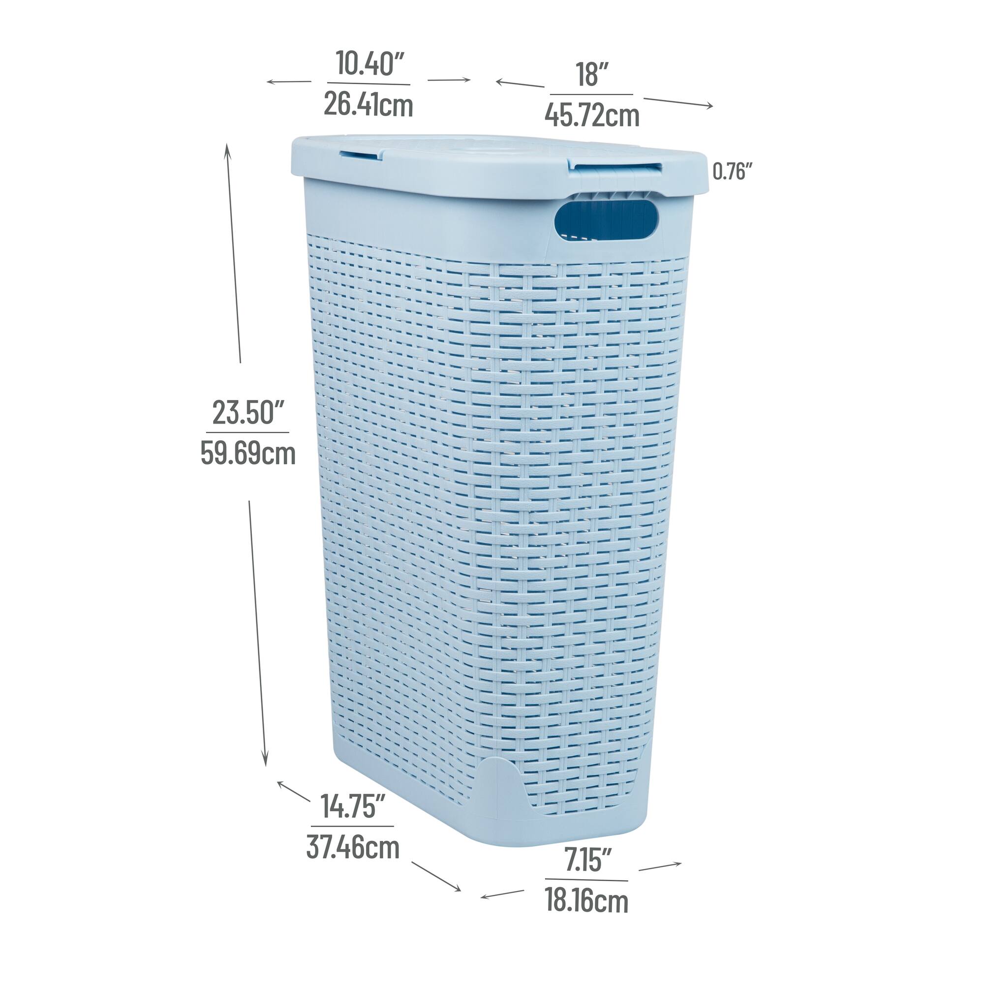Mind Reader 40L Slim Plastic Wicker Laundry Hamper